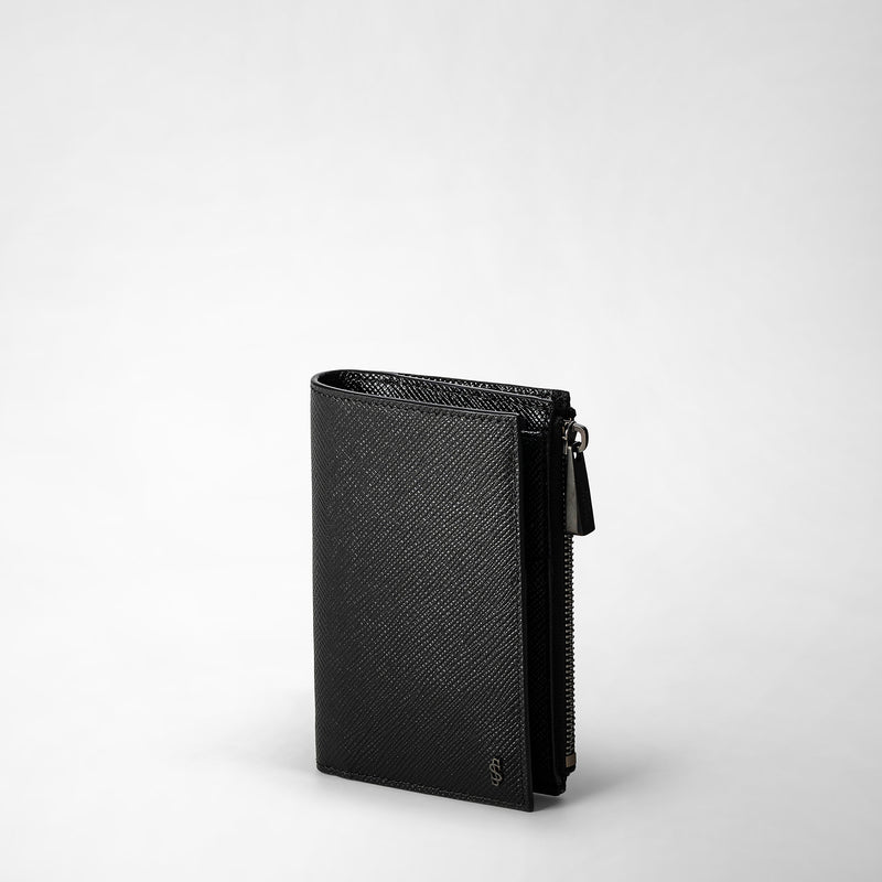 Serapian Vertical billfold zip evoluzione leather black eclipse Promozione temporanea