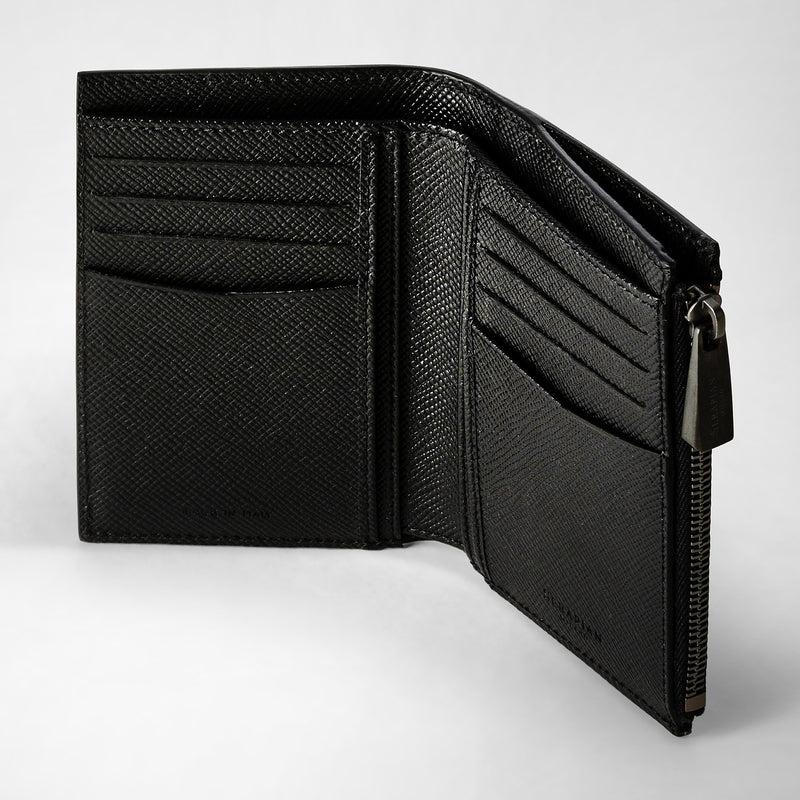 Serapian Vertical billfold zip evoluzione leather black eclipse Promozione temporanea