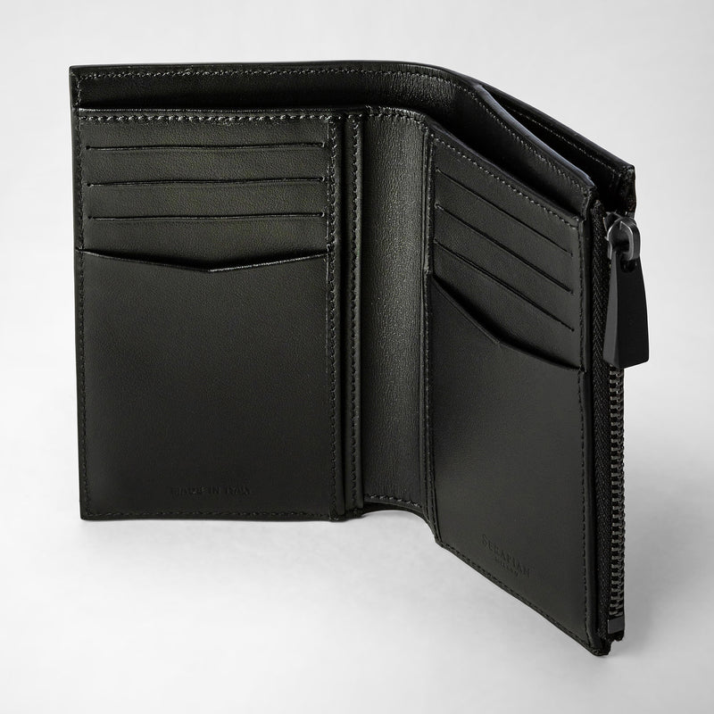 Serapian Vertical billfold with zip in stepan black black eclipse Fino al 50% di sconto
