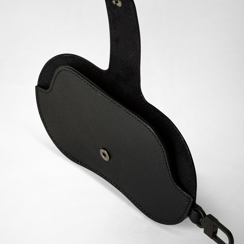 Serapian Glasses holder in evoluzione leather eclipse black Only for today