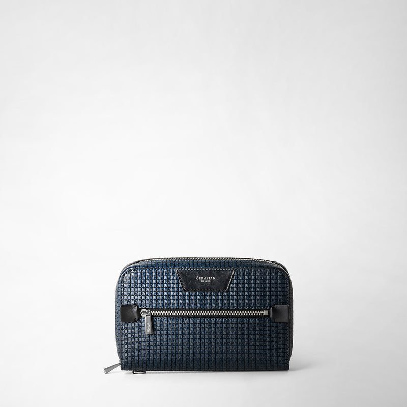 Serapian Pochette in stepan blu oceano-nero Enormi sconti