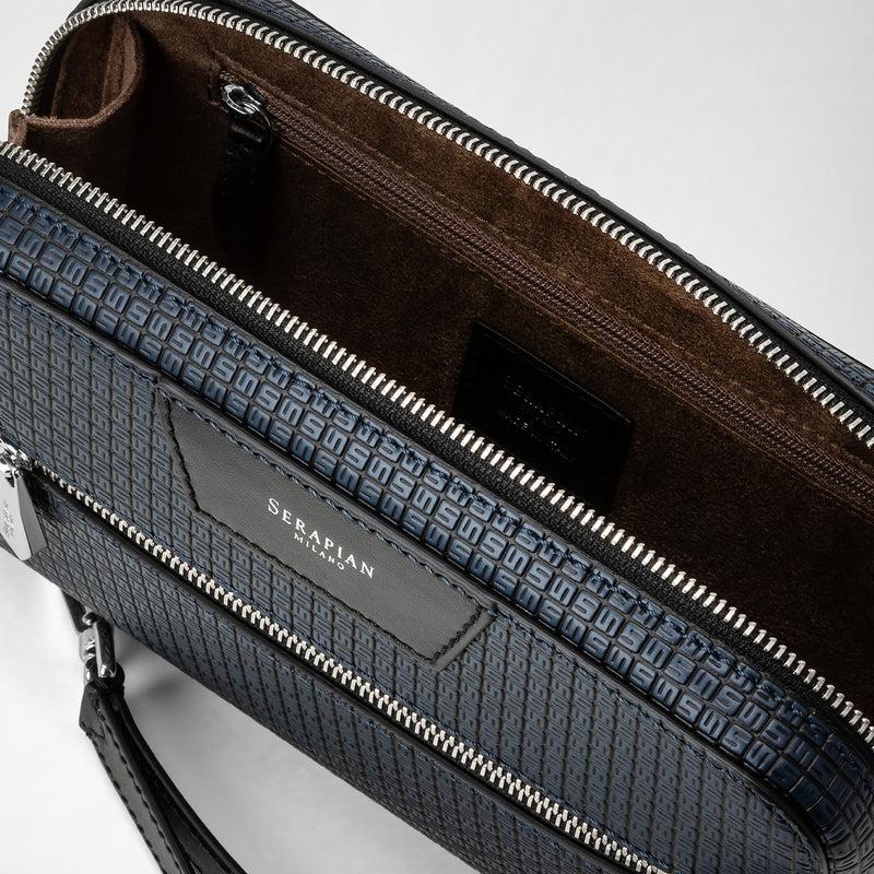 Serapian Pochette in stepan blu oceano-nero Enormi sconti
