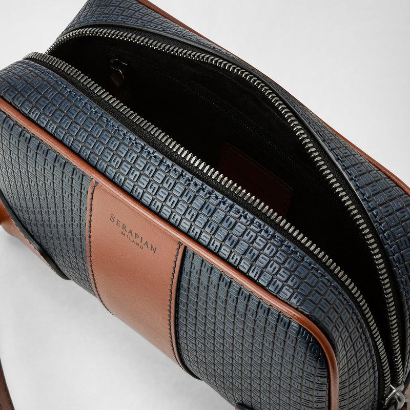 Serapian Pochette in stepan 72 blu oceano-cuoio Duty-free