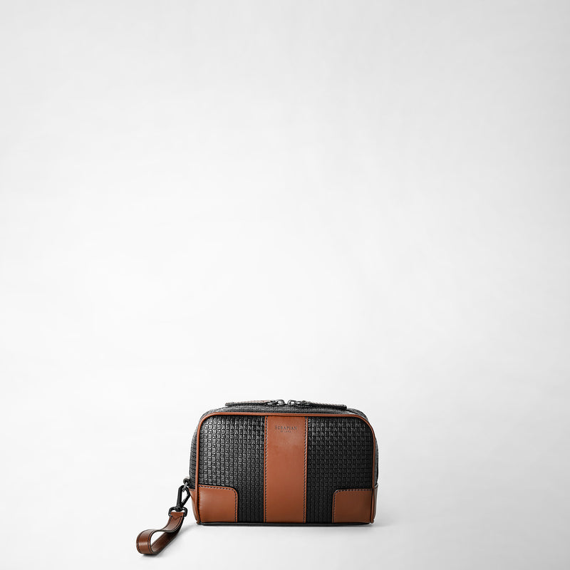 Serapian Pochette in stepan 72 nero-cuoio 50% di sconto per tempo limitato