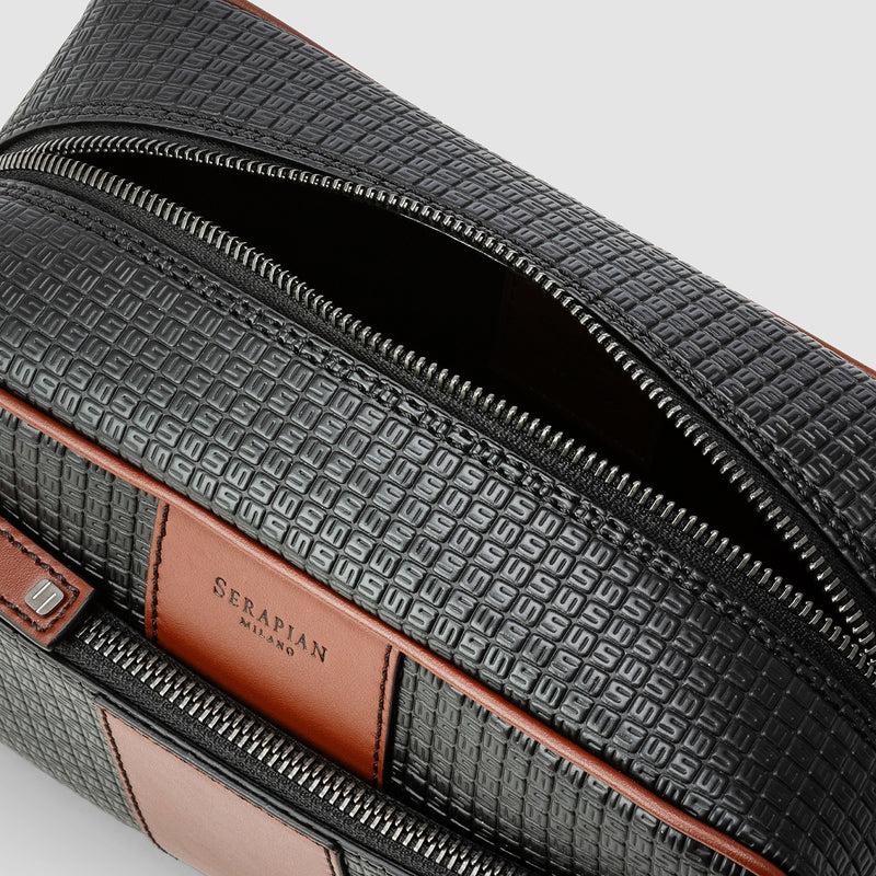 Serapian Washbag in stepan 72 black-cuoio Italy