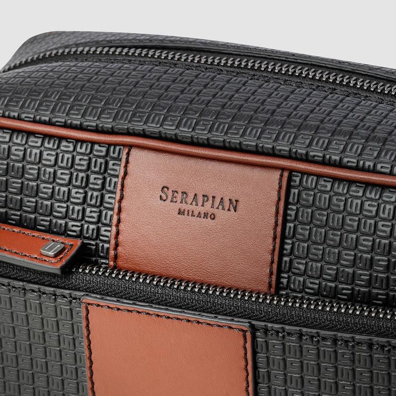 Serapian Washbag in stepan 72 black-cuoio Italy
