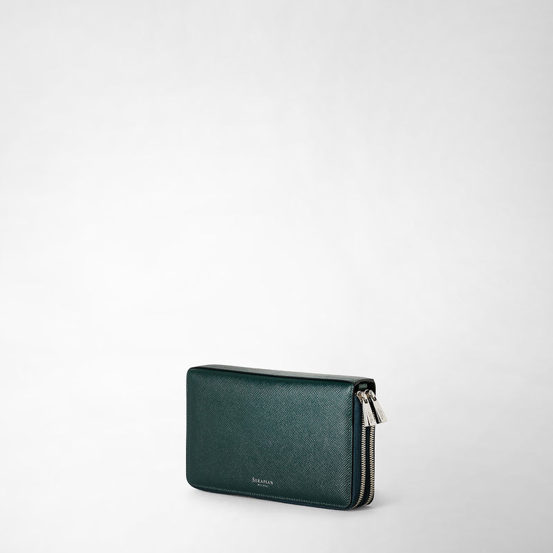 Serapian POCHETTE DA VIAGGIO CON ZIP DOPPIA IN PELLE EVOLUZIONE Nuovo