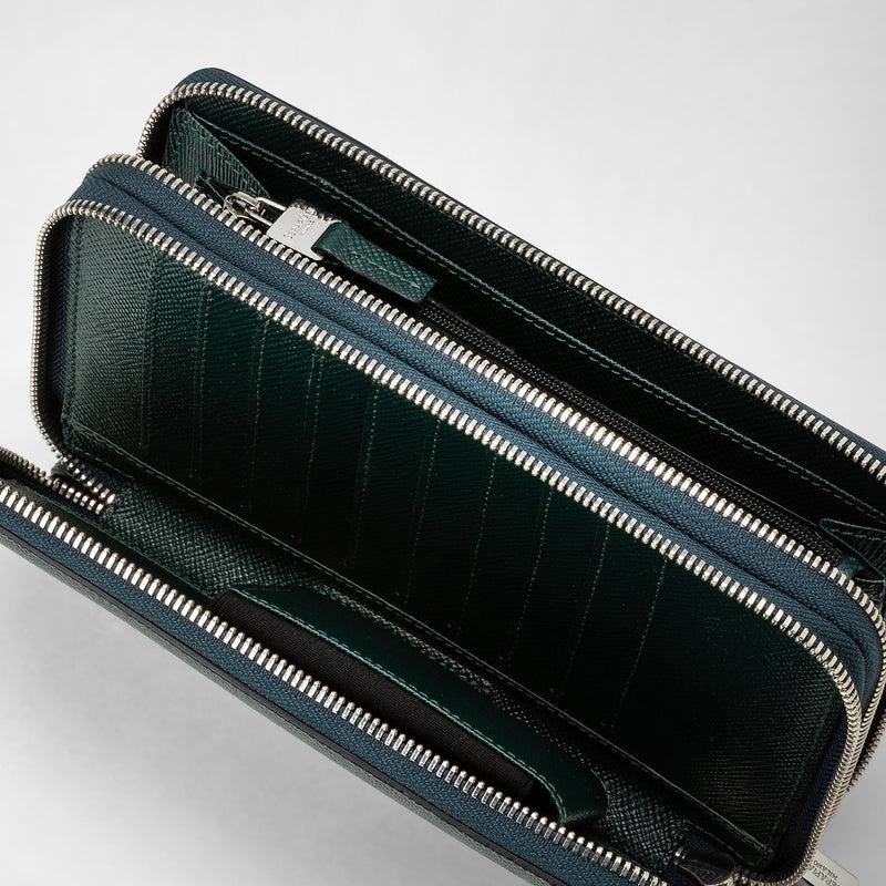 Serapian POCHETTE DA VIAGGIO CON ZIP DOPPIA IN PELLE EVOLUZIONE Nuovo