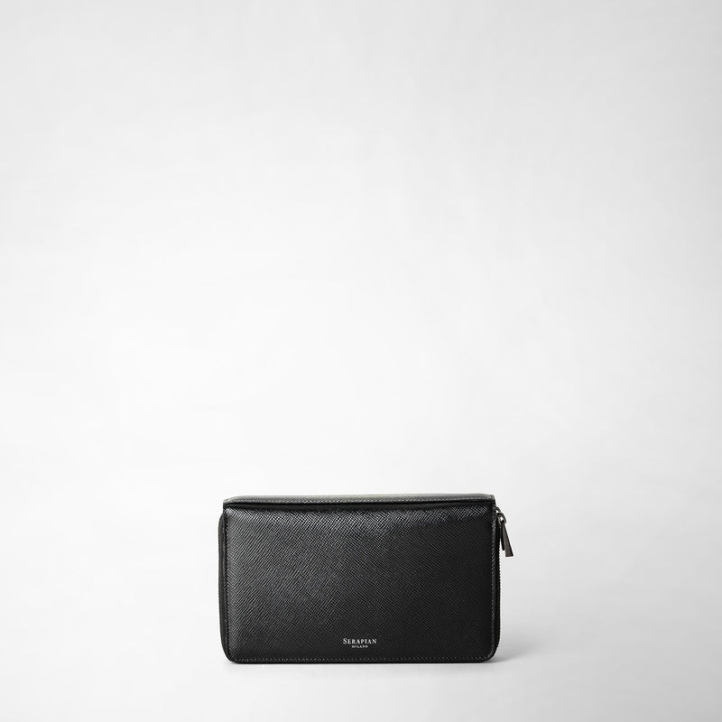 Serapian Pochette viaggio zip doppia pelle evoluzione nero Vendita