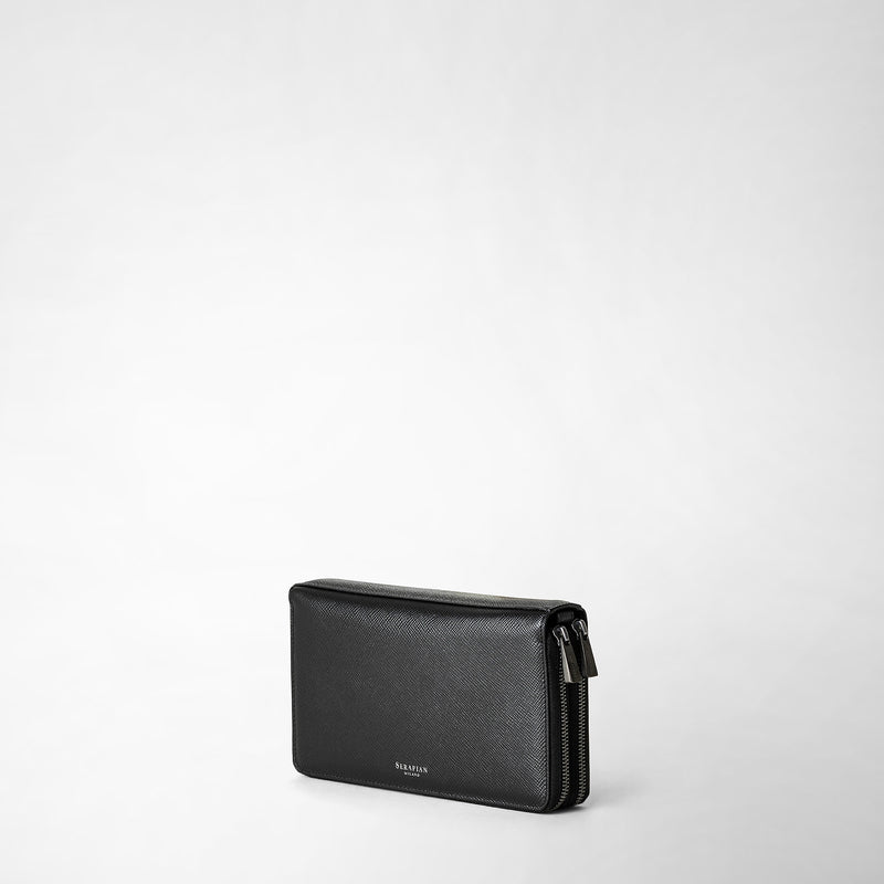 Serapian Pochette viaggio zip doppia pelle evoluzione nero Vendita