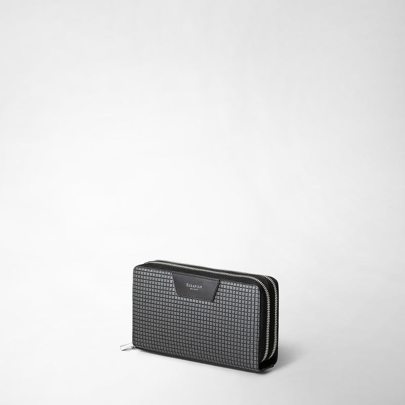 Serapian Pochette da viaggio zip doppia in stepan asfalto-nero Spedizione Gratuita