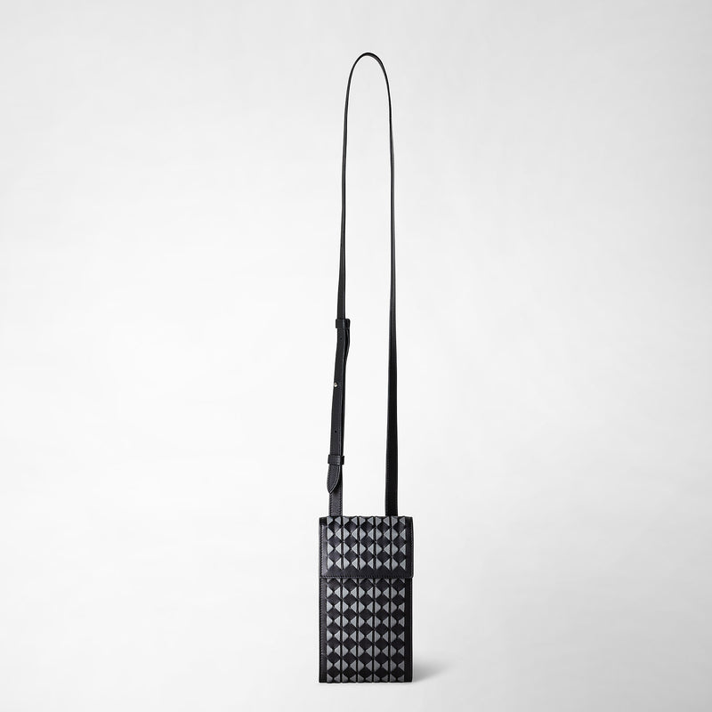 Serapian Phone case with strap in mosaico black asphalt gray Qualità Garantita