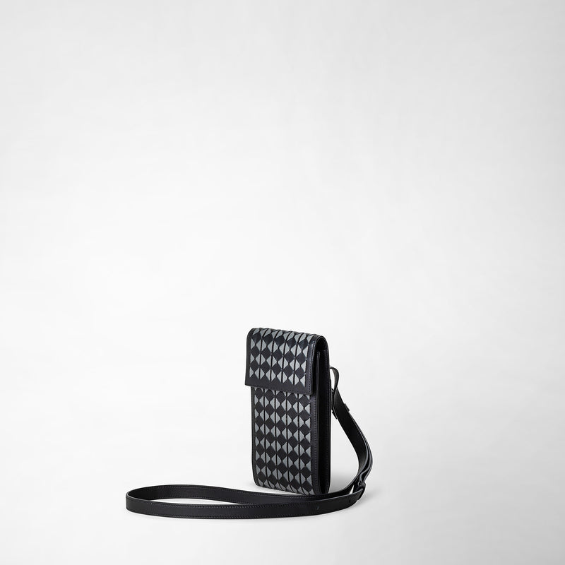 Serapian Phone case with strap in mosaico black asphalt gray Qualità Garantita