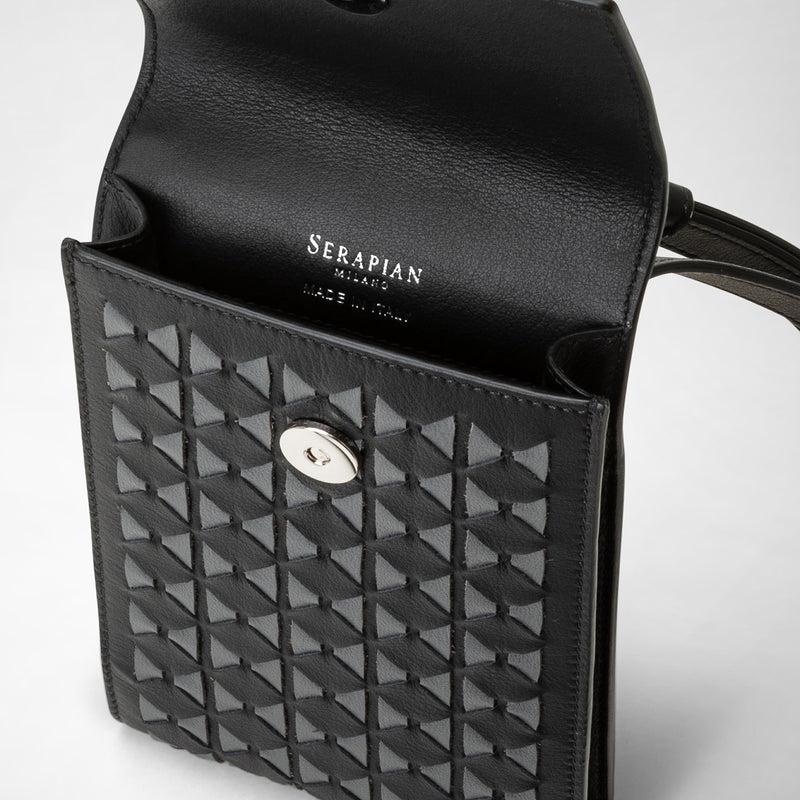 Serapian Phone case with strap in mosaico black asphalt gray Qualità Garantita
