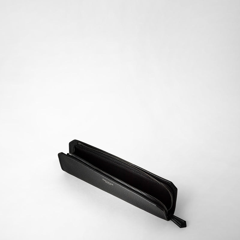 Serapian Pencil case in cachemire leather eclipse black Consegna Veloce