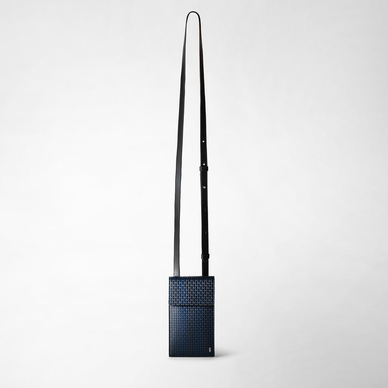 Serapian Custodia per telefono con tracolla in stepan blu oceano-nero Shopping Online