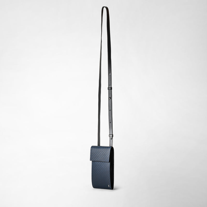 Serapian Custodia per telefono con tracolla in stepan blu oceano-nero Shopping Online