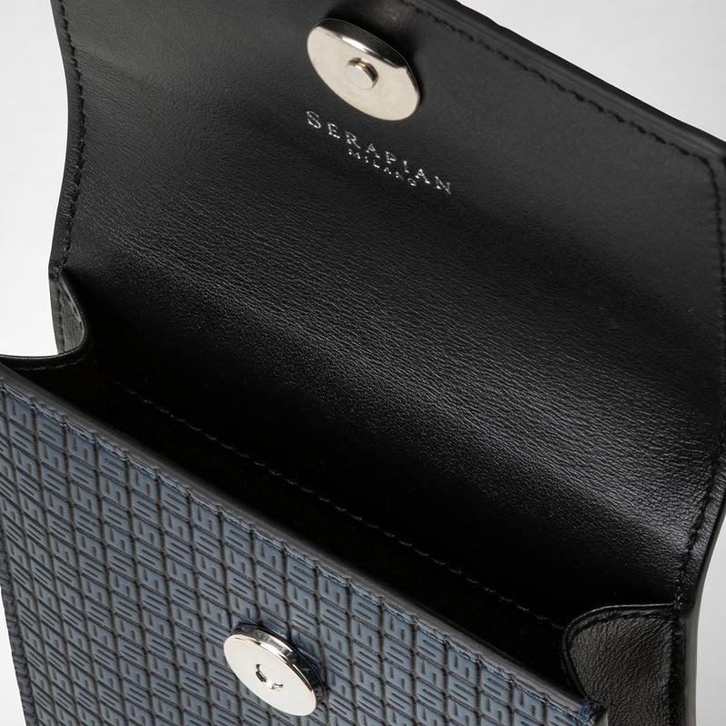 Serapian Custodia per telefono con tracolla in stepan blu oceano-nero Shopping Online