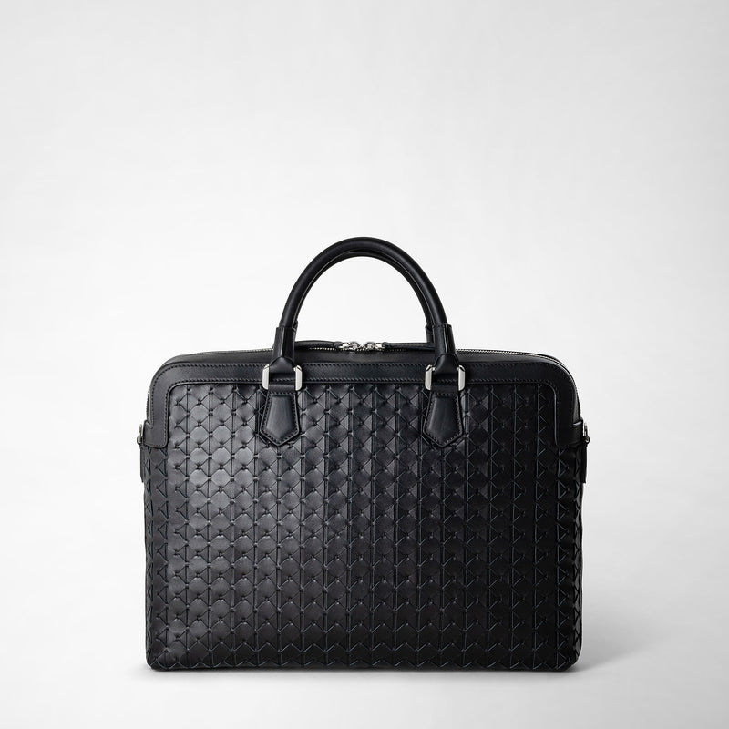 Serapian Extra slim briefcase in mosaico black Fino al 50% di sconto