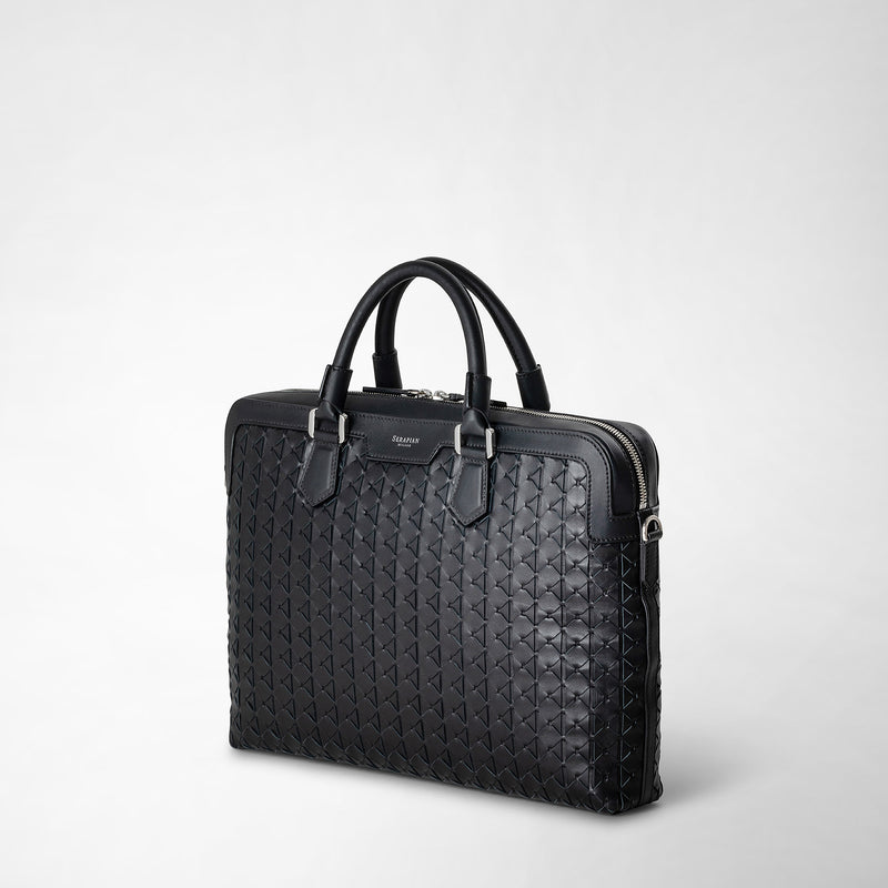 Serapian Extra slim briefcase in mosaico black Fino al 50% di sconto