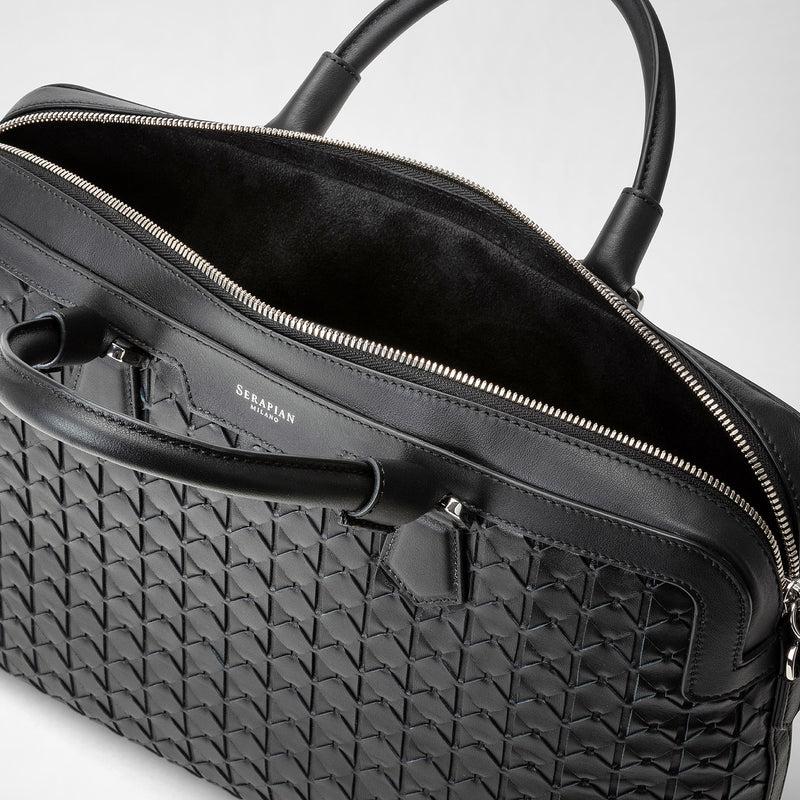 Serapian Extra slim briefcase in mosaico black Fino al 50% di sconto