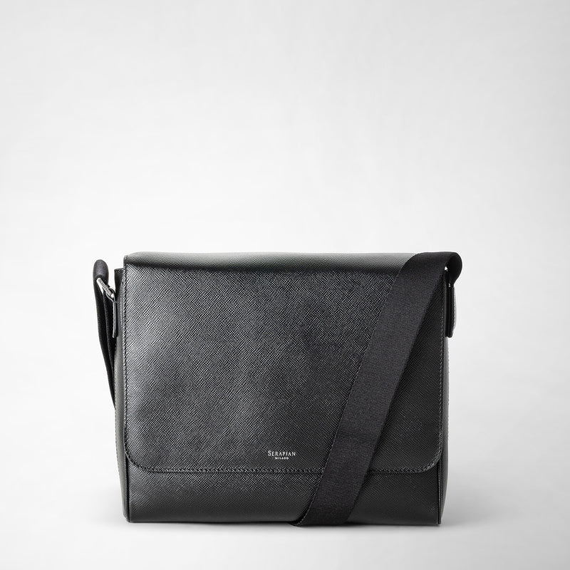 Serapian Borsa messenger piccola in pelle evoluzione nero eclissi Fino al 65% di sconto