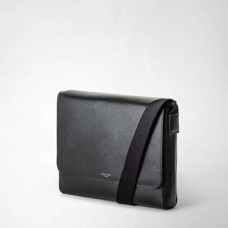 Serapian Borsa messenger piccola in pelle evoluzione nero eclissi Fino al 65% di sconto