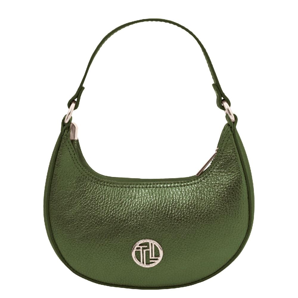 Tuscany Leather Metallic Leather Handbag With Chain Strap Italia
