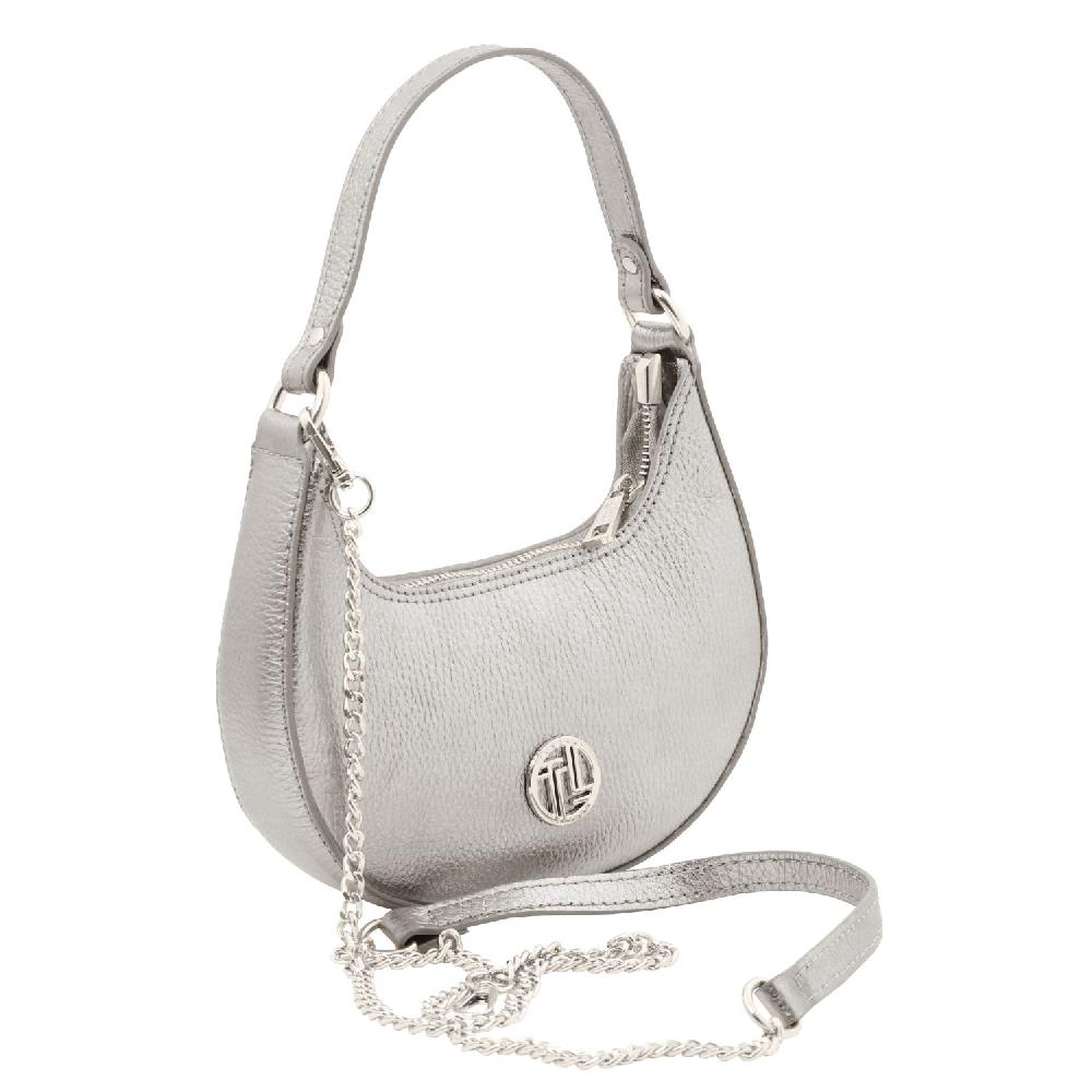 Tuscany Leather Bolso a Mano en Piel Metallic et Bandolera de Cadena Presa