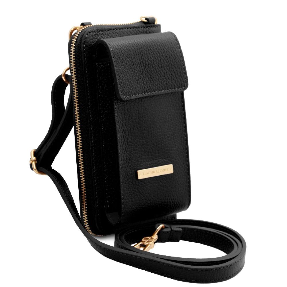 Tuscany Leather Portafoglio/portacellulare in Pelle con Tracolla Sostegno trimestrale