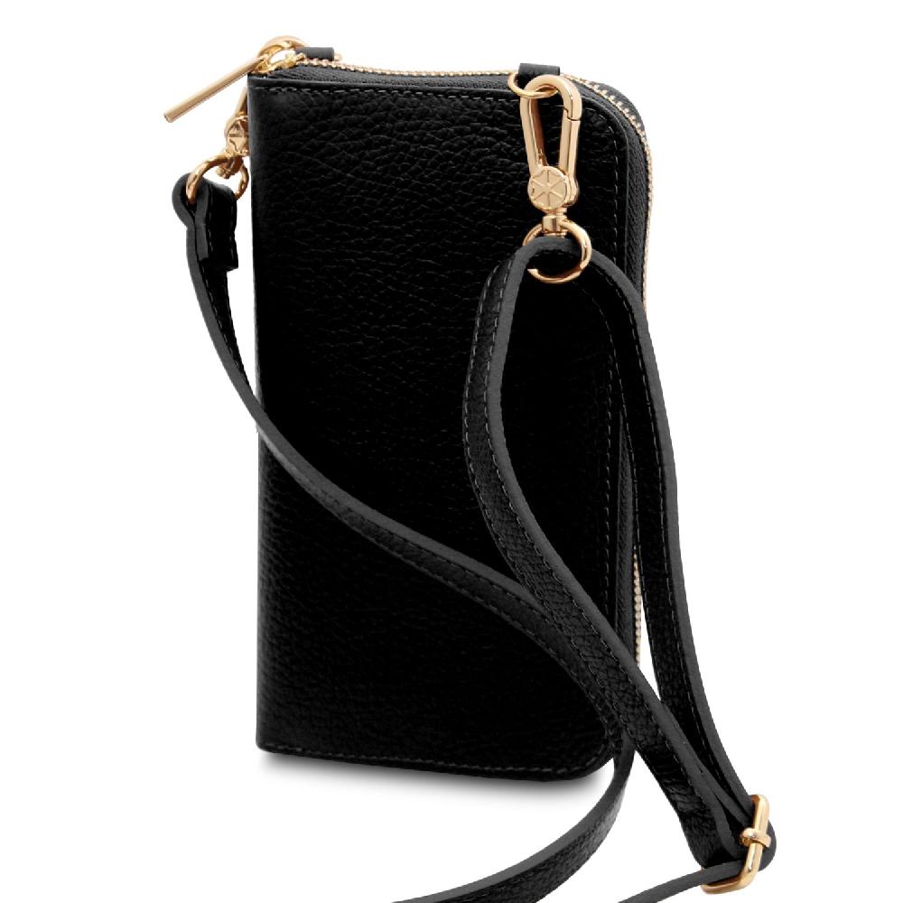 Tuscany Leather Portafoglio/portacellulare in Pelle con Tracolla Sostegno trimestrale