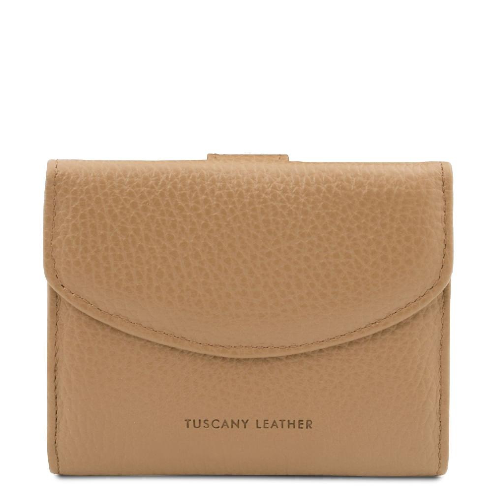 Tuscany Leather Esclusivo Portafoglio da Donna 3 Ante con Portaspiccioli in Pelle Duty-free