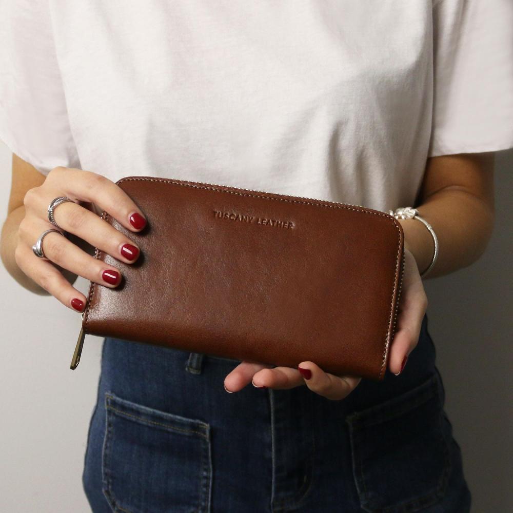Tuscany Leather Esclusivo Portafogli in Pelle zip Around Vendita Economica