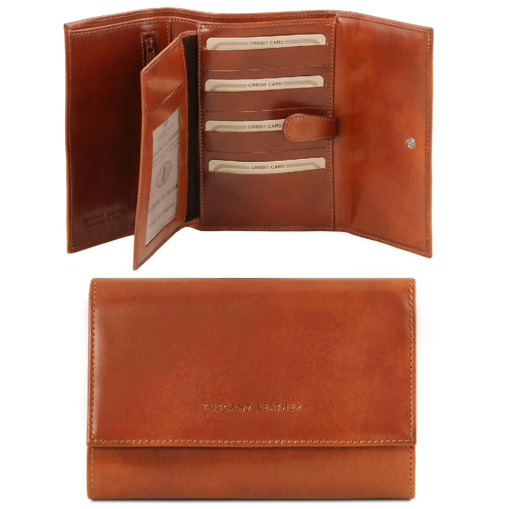 Tuscany Leather Esclusivo Portafogli da Donna in Pelle 4 Ante Grande vendita