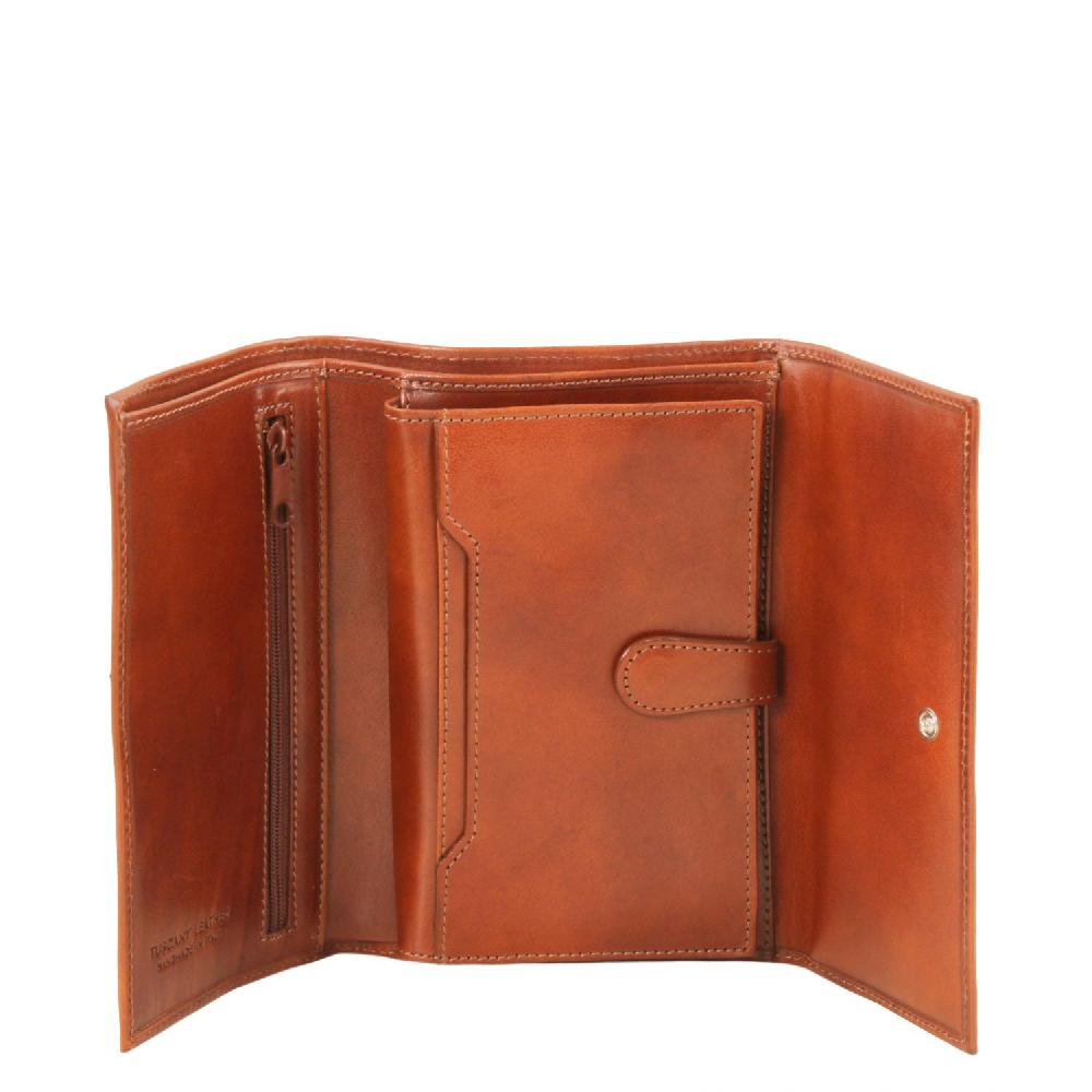 Tuscany Leather Esclusivo Portafogli da Donna in Pelle 4 Ante Grande vendita