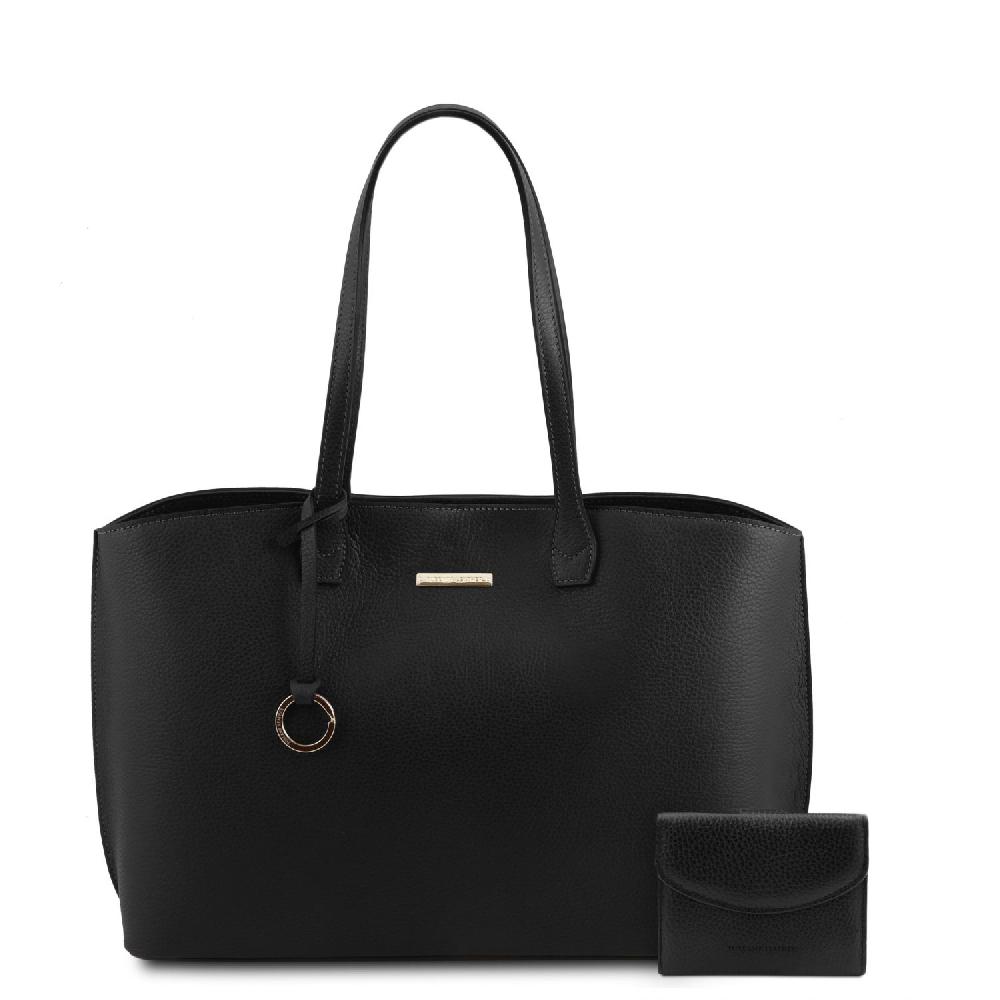 Tuscany Leather Borsa Shopping in Pelle e Portafoglio in Pelle 3 Ante con Portaspiccioli 2025