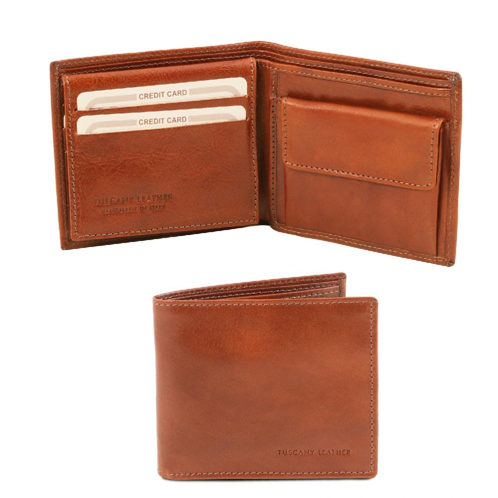 Tuscany Leather Esclusivo Portafoglio Uomo in Pelle 3 Ante con Portaspiccioli Offerta esclusiva