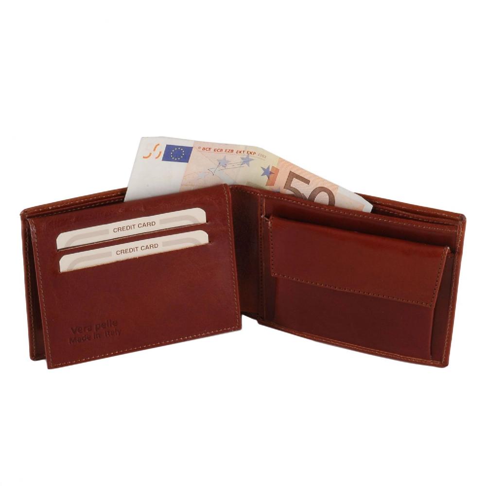 Tuscany Leather Esclusivo Portafoglio Uomo in Pelle 3 Ante con Portaspiccioli Offerta Anniversario
