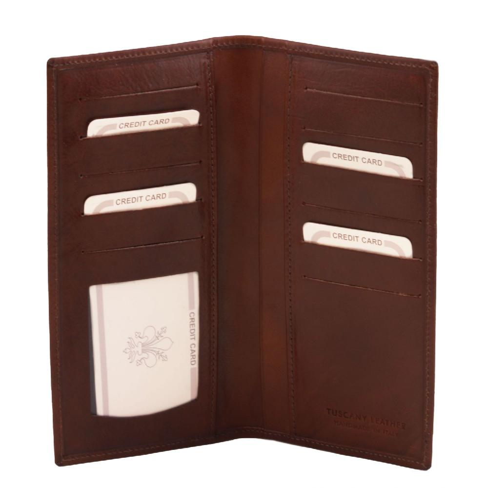 Tuscany Leather Esclusivo Portafoglio Verticale in Pelle 2 Ante Grandi sconti