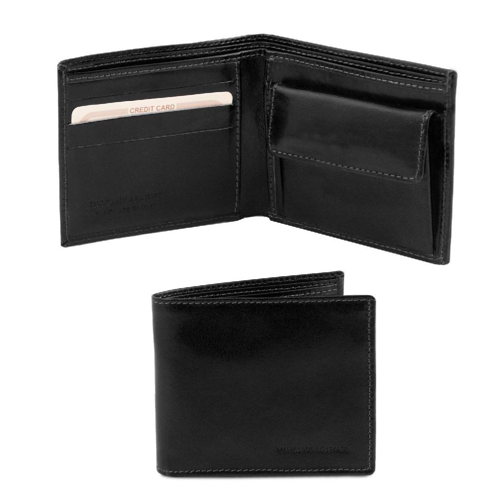 Tuscany Leather Esclusivo Portafoglio Uomo in Pelle 2 Ante con Portaspiccioli Offerte giornaliere