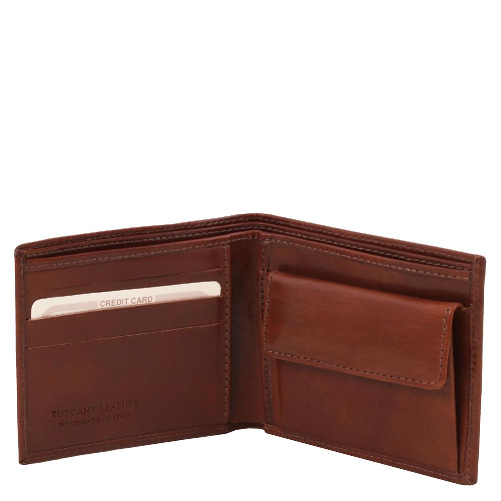 Tuscany Leather Esclusivo Portafoglio Uomo in Pelle 2 Ante con Portaspiccioli Offerte giornaliere
