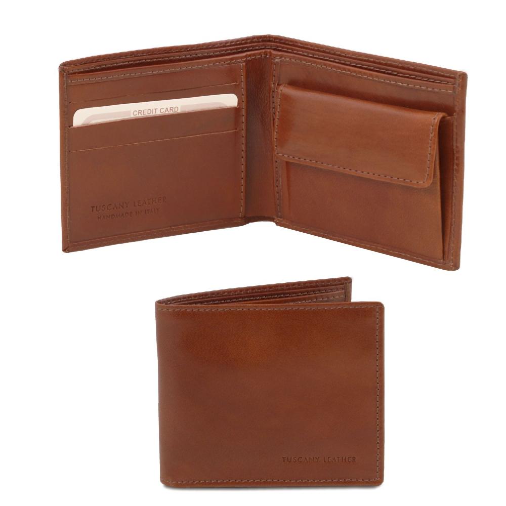 Tuscany Leather Esclusivo Portafoglio Uomo in Pelle 2 Ante con Portaspiccioli Enormi risparmi