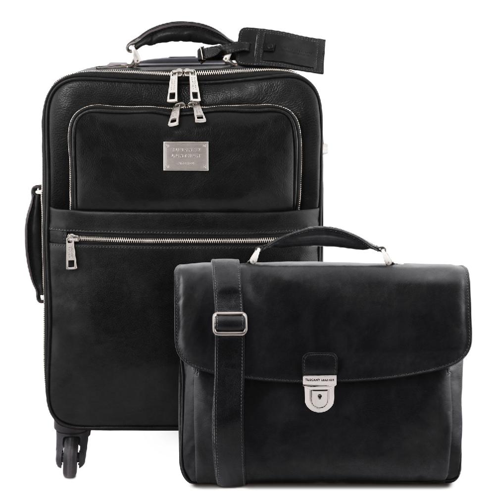 Tuscany Leather Trolley con 4 Ruote e Borsa Porta Computer TL SMART in Pelle Sconti VIP