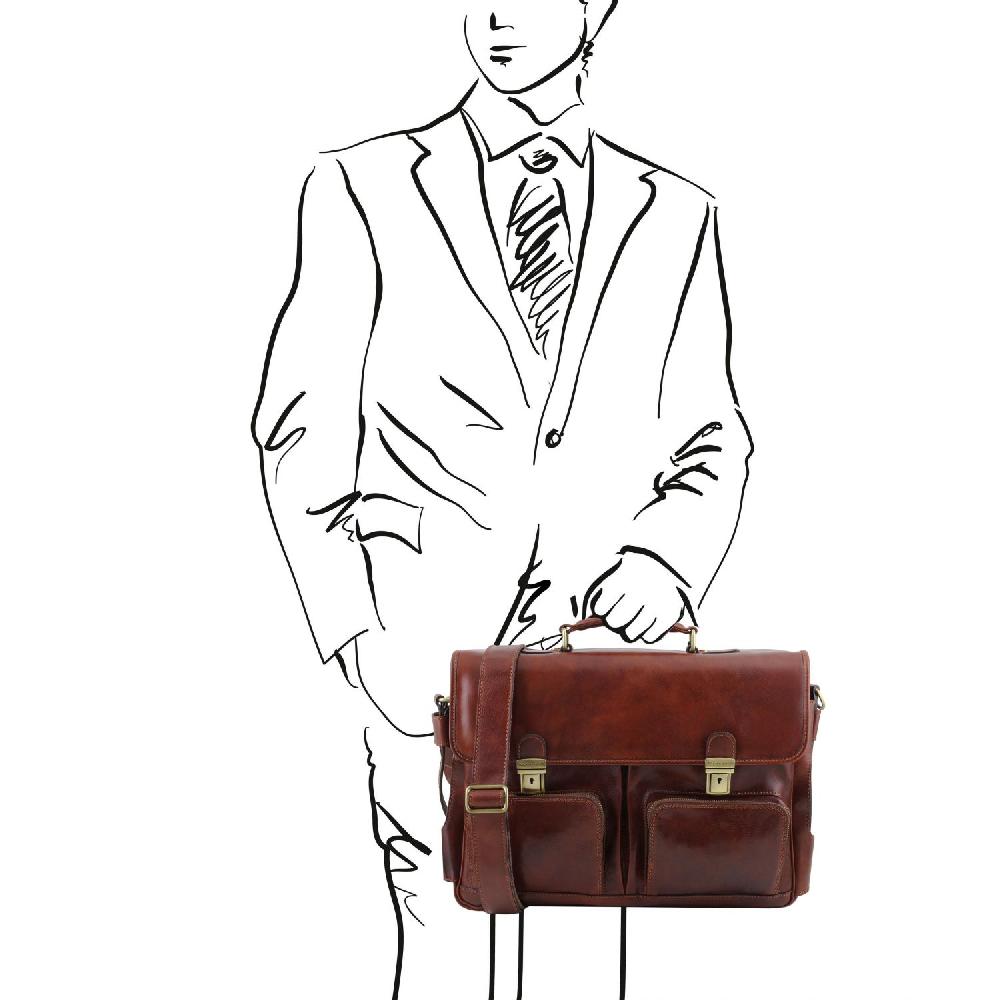 Tuscany Leather Borsa Multiscomparto da Lavoro TL SMART con Tasche Frontali in Pelle Promozione temporanea