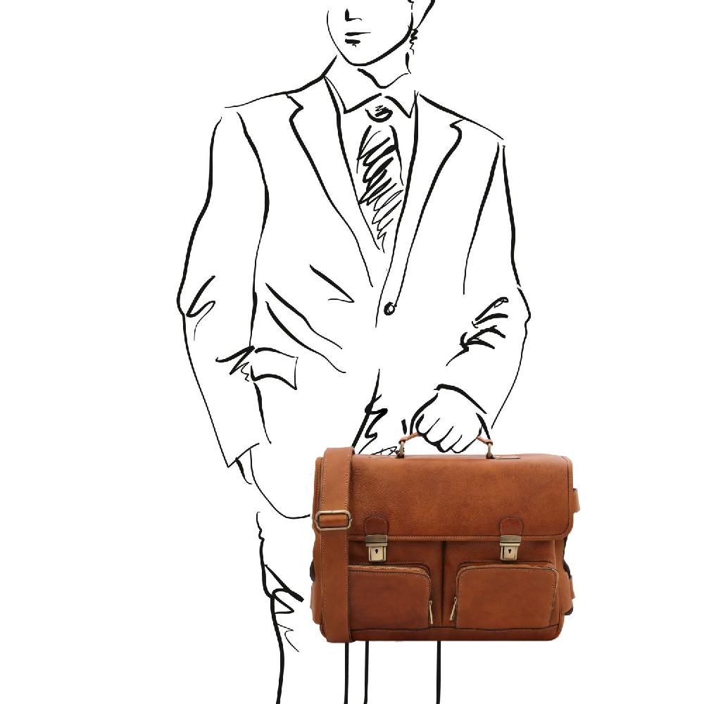 Tuscany Leather Borsa Multiscomparto da Lavoro TL SMART con Tasche Frontali in Pelle Fino al 50% di sconto