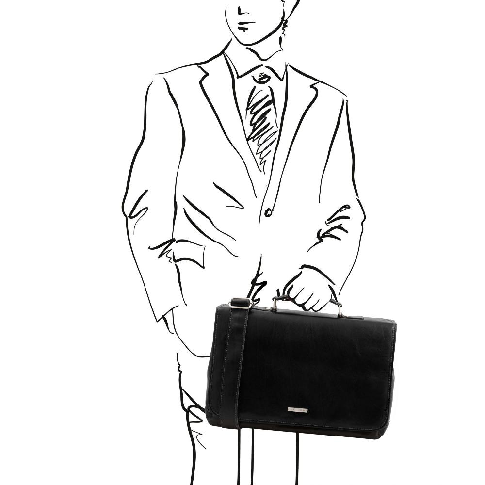 Tuscany Leather Borsa da Lavoro TL SMART Multiscomparto in Pelle con Pattella Fino al 60% di sconto