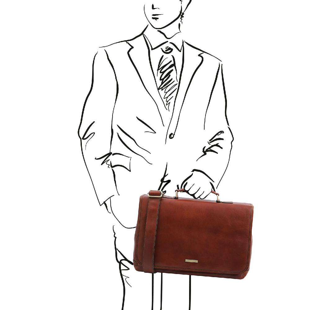 Tuscany Leather Borsa da Lavoro TL SMART Multiscomparto in Pelle con Pattella Only for today