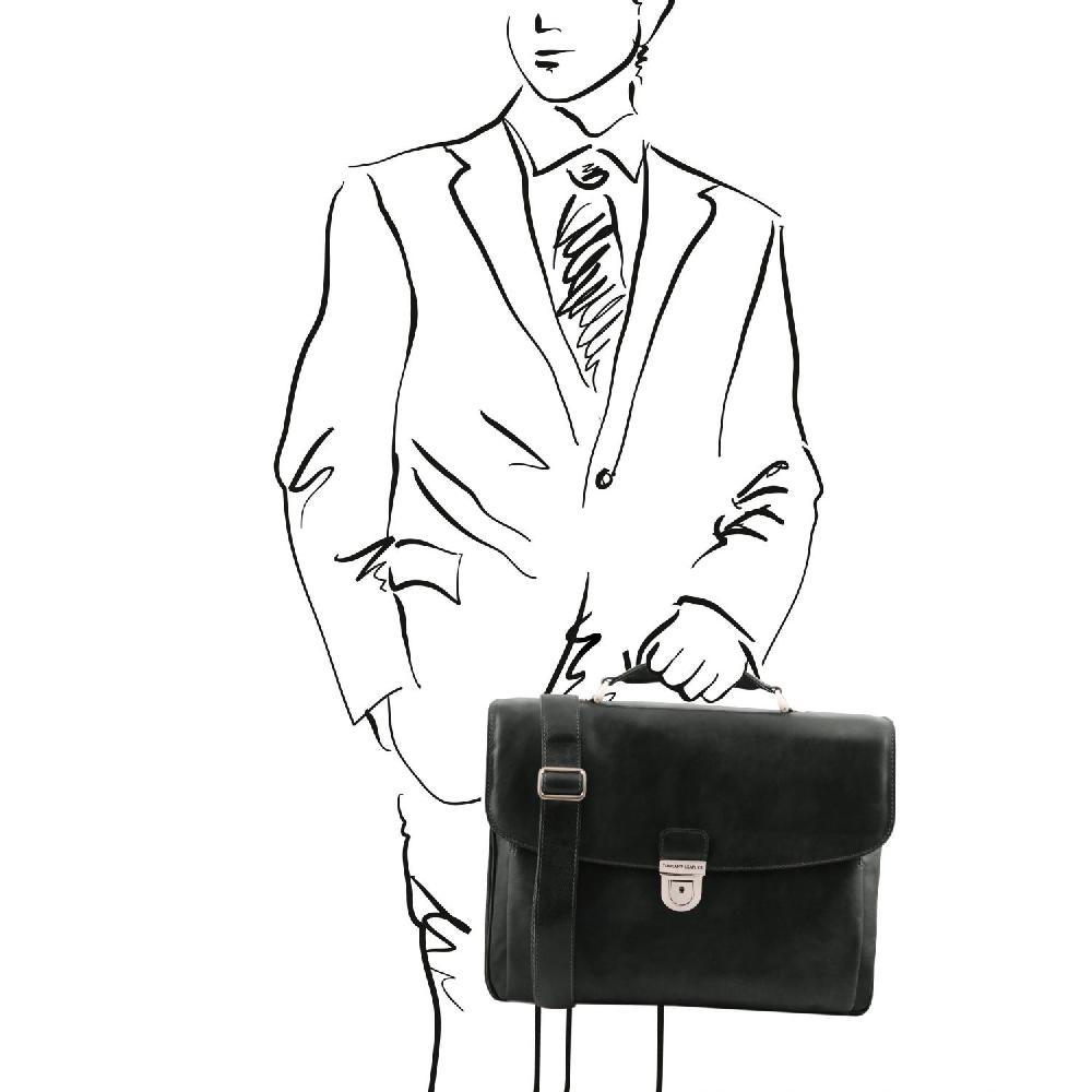 Tuscany Leather Borsa Porta Computer TL SMART Multiscomparto in Pelle Offerta speciale della fabbrica
