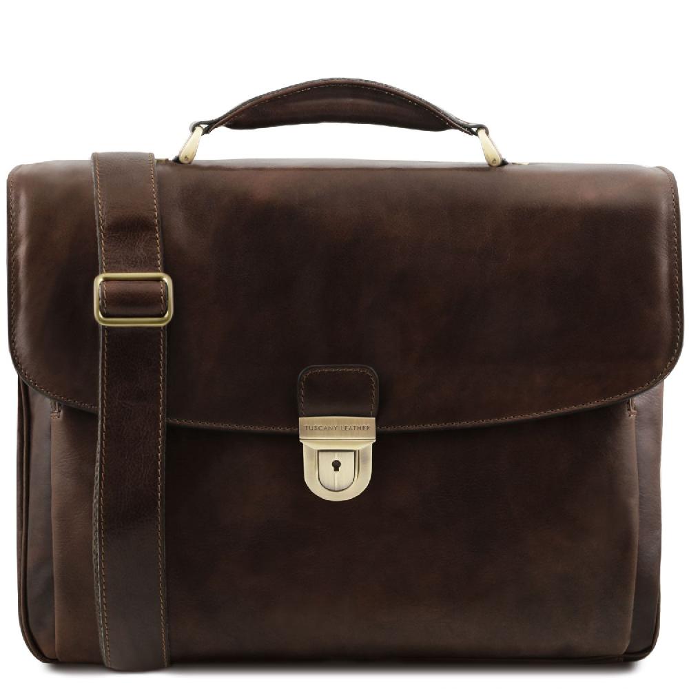 Tuscany Leather Borsa Porta Computer TL SMART Multiscomparto in Pelle Sostegno trimestrale