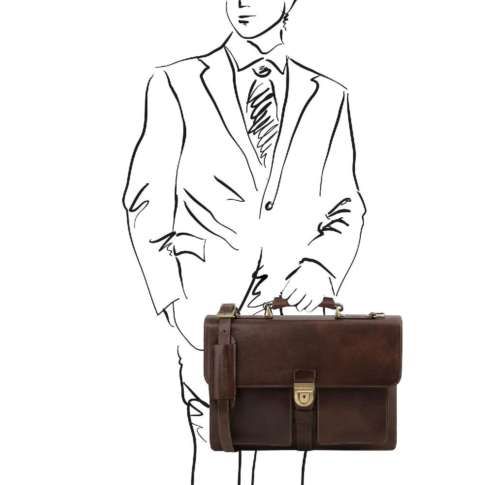 Tuscany Leather Borsa da Lavoro in Pelle 3 Scomparti Super sconto